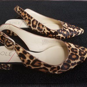 Sole Society Leopard Slingback Pumps 7.5M / 37.5